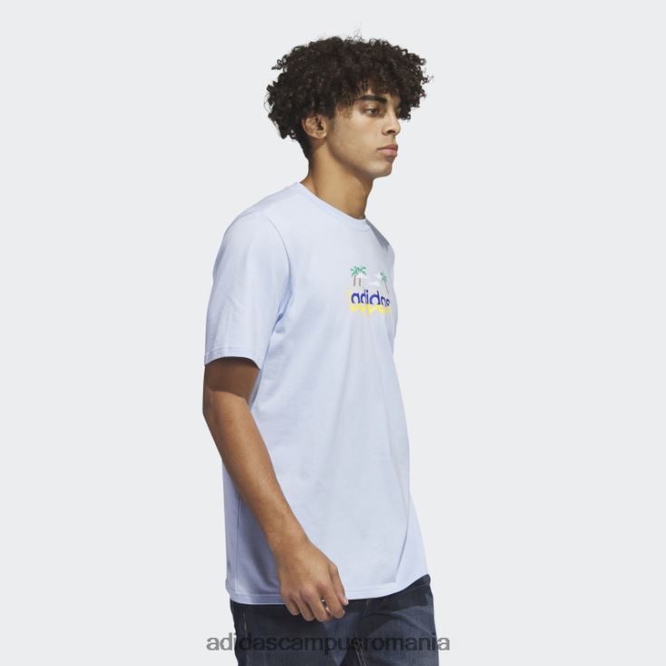 adidas campus romania tricou grafic liniar cu mânecă scurtă, albastru alba bărbați zori albastre J266N26098