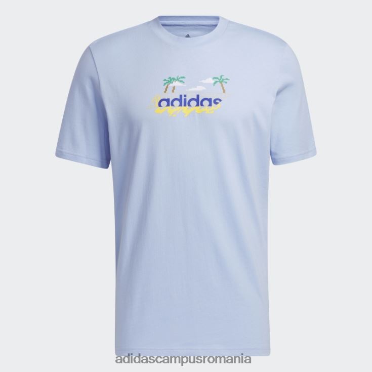 adidas campus romania tricou grafic liniar cu mânecă scurtă, albastru alba bărbați zori albastre J266N26098