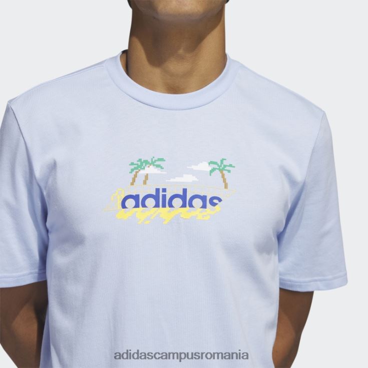 adidas campus romania tricou grafic liniar cu mânecă scurtă, albastru alba bărbați zori albastre J266N26098