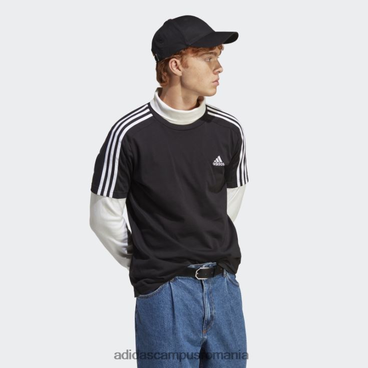 adidas campus romania tricou negru cu 3 dungi din un singur tricou essentials bărbați alb negru J266N213271