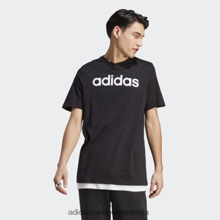 adidas campus romania tricou negru cu logo brodat liniar din tricou single essentials bărbați negru J266N23631