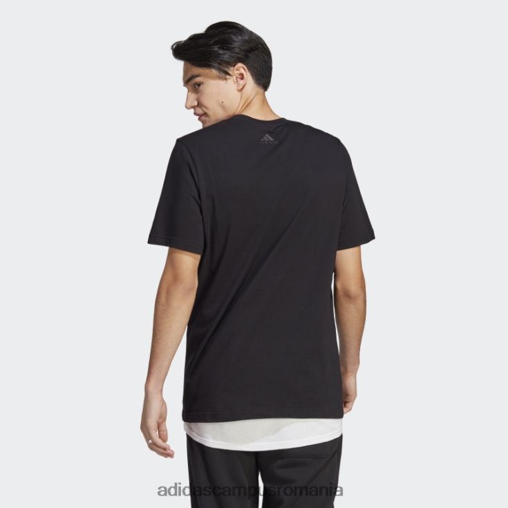 adidas campus romania tricou negru cu logo brodat liniar din tricou single essentials bărbați negru J266N23631