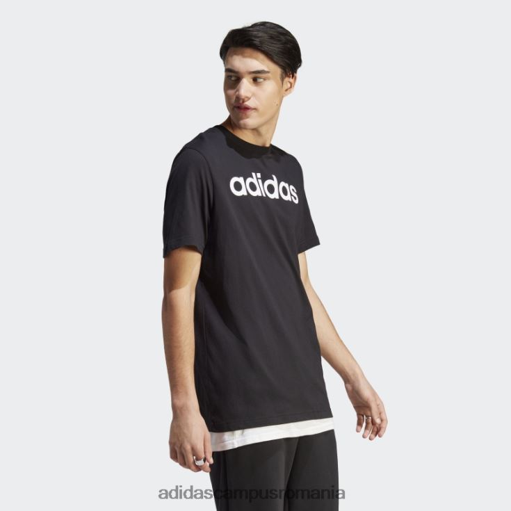 adidas campus romania tricou negru cu logo brodat liniar din tricou single essentials bărbați negru J266N23631