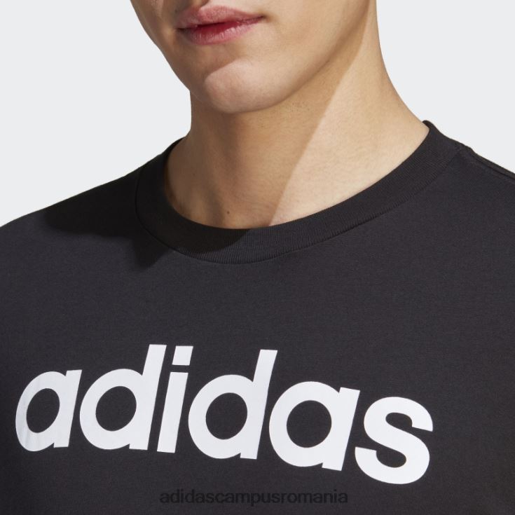 adidas campus romania tricou negru cu logo brodat liniar din tricou single essentials bărbați negru J266N23631