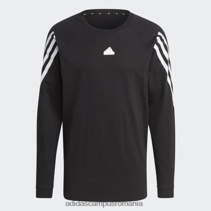 adidas campus romania tricou negru cu mânecă lungă cu 3 dungi future icons bărbați negru J266N2920