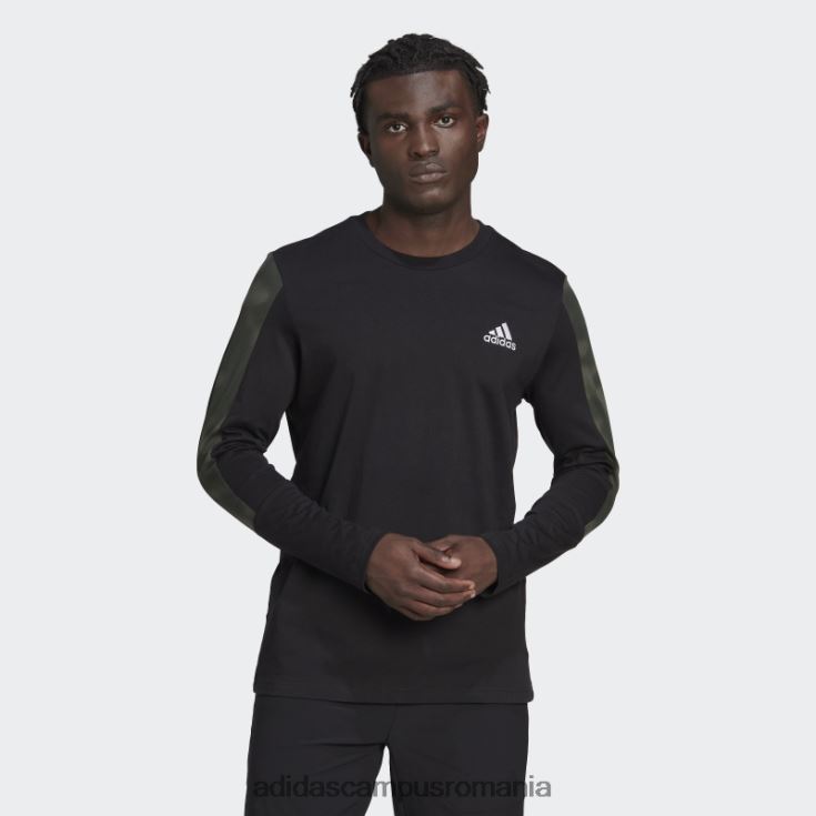 adidas campus romania tricou negru cu mânecă lungă cu imprimeu camo essentials bărbați alb negru J266N26940