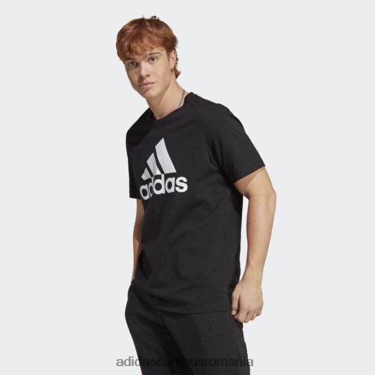 adidas campus romania tricou negru cu un singur tricou cu logo mare essentials bărbați alb negru J266N2779