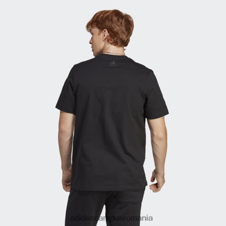 adidas campus romania tricou negru cu un singur tricou cu logo mare essentials bărbați alb negru J266N2779