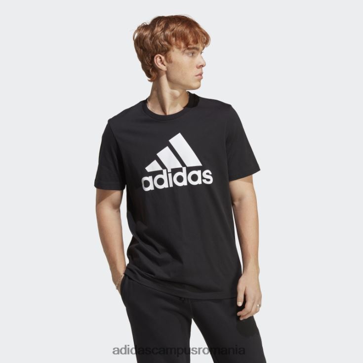 adidas campus romania tricou negru cu un singur tricou cu logo mare essentials bărbați alb negru J266N2779