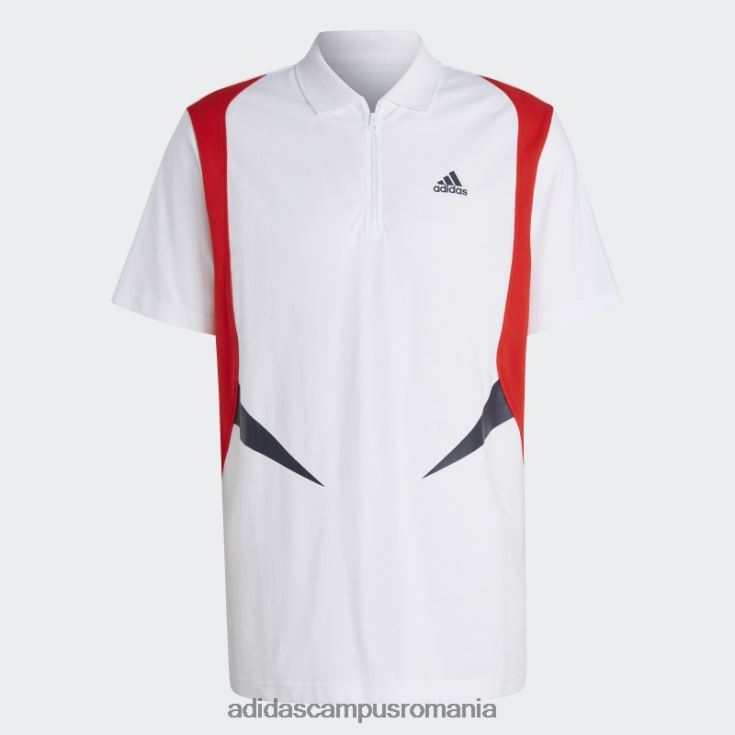 adidas campus romania tricou polo colorblock alb bărbați alb/roșu/cerneală J266N214186