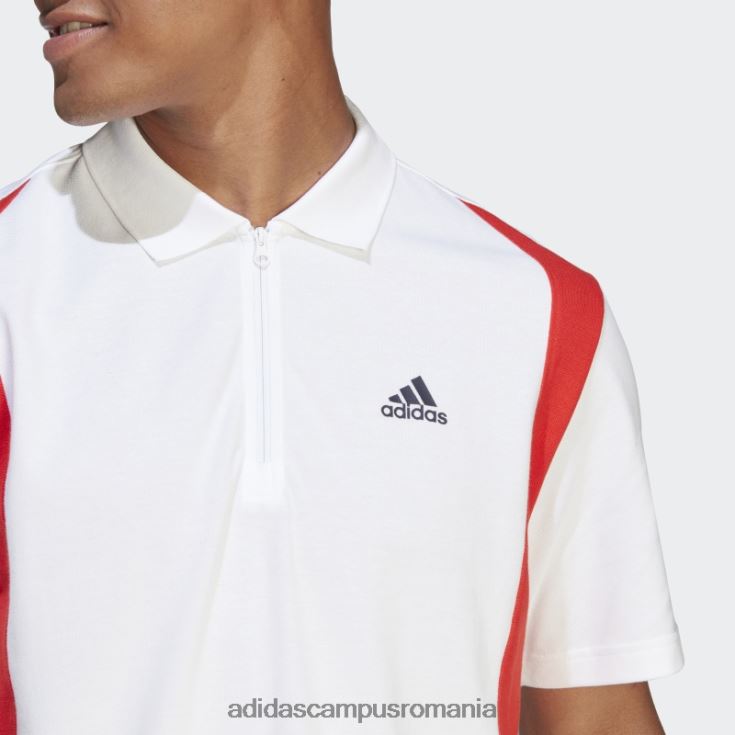 adidas campus romania tricou polo colorblock alb bărbați alb/roșu/cerneală J266N214186