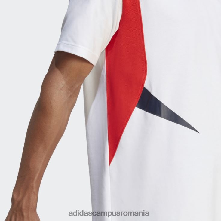 adidas campus romania tricou polo colorblock alb bărbați alb/roșu/cerneală J266N214186