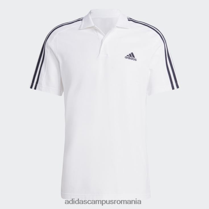 adidas campus romania tricou polo cu 3 dungi alb, piqué, brodat cu logo mic, adidas bărbați alb negru J266N2885