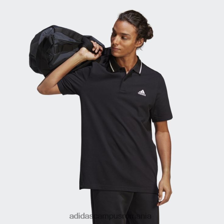 adidas campus romania tricou polo cu logo mic piqué essentials negru bărbați negru J266N25414