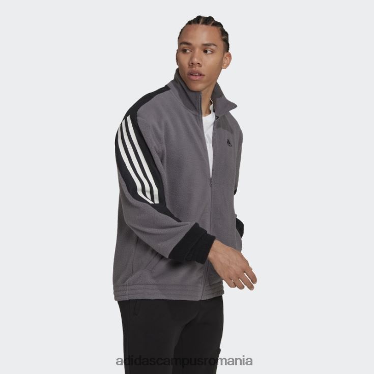 adidas campus romania urme gri icoane viitoare din 3 dungi polar fleece top bărbați urmă gri J266N27288