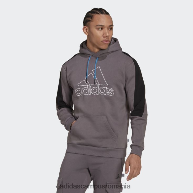 adidas campus romania urme gri viitoare pictograme insignă brodat de sport fleece hanora bărbați urmă gri J266N214602