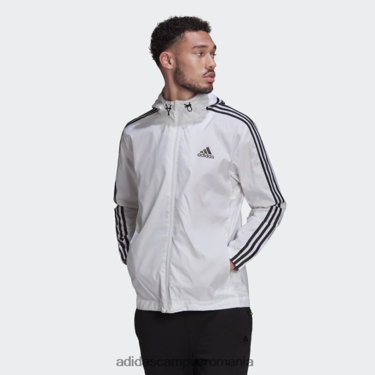adidas campus romania Blazer de vânt țesut cu 3 dungi alb essentials bărbați alb negru J266N26527