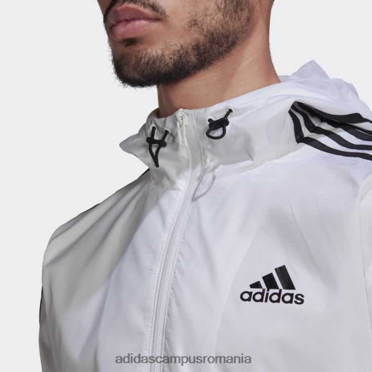 adidas campus romania Blazer de vânt țesut cu 3 dungi alb essentials bărbați alb negru J266N26527