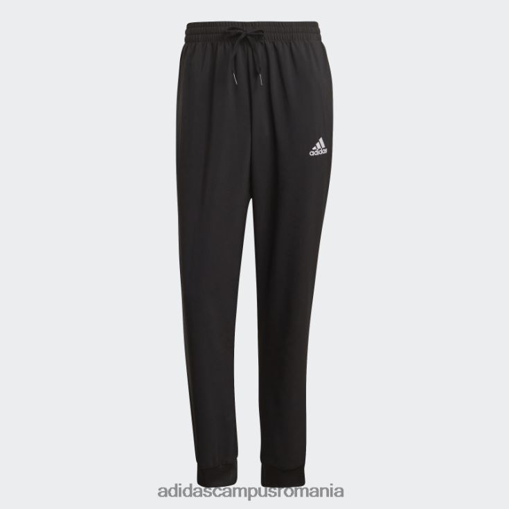 adidas campus romania aeroready essentials pantaloni stanford cu manșetă conică brodate cu logo mic, negri bărbați negru J266N26758