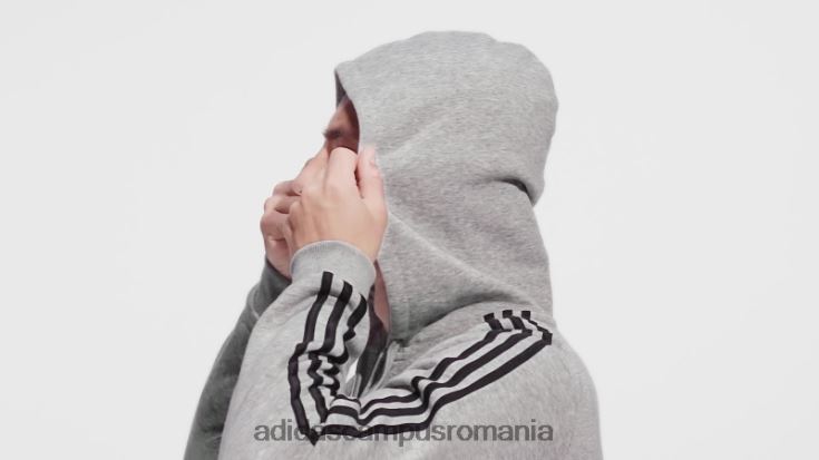 adidas campus romania hanorac cu fermoar complet, gri mediu, fleece, cu 3 dungi bărbați gri mediu J266N27546