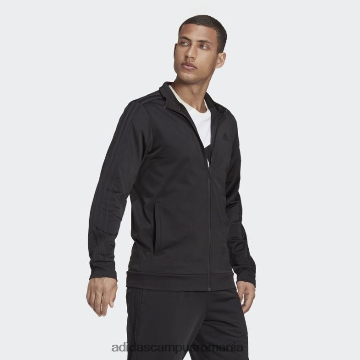adidas campus romania jachetă neagră de încălzire cu 3 dungi adidas bărbați negru J266N24875