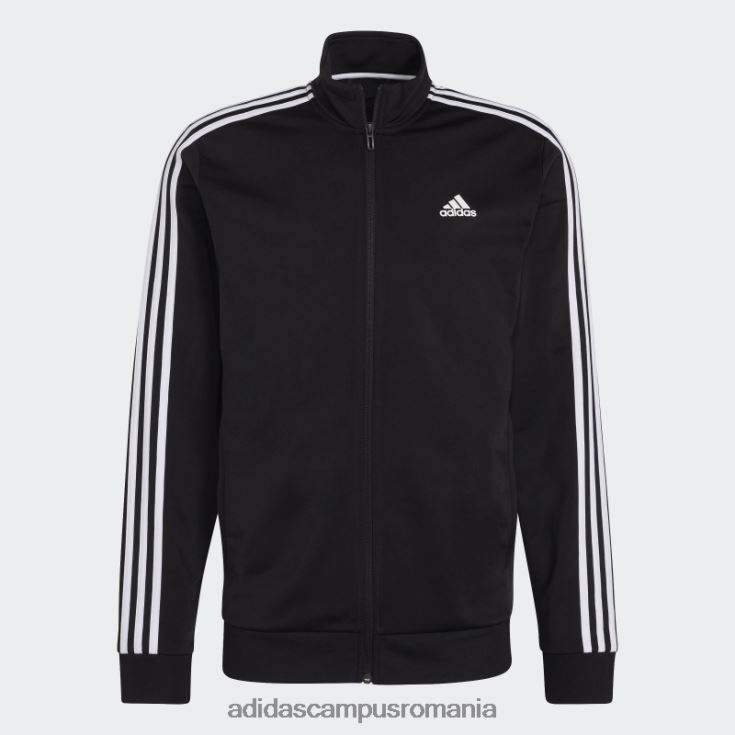 adidas campus romania jachetă neagră pentru încălzire cu 3 dungi bărbați alb negru J266N24850