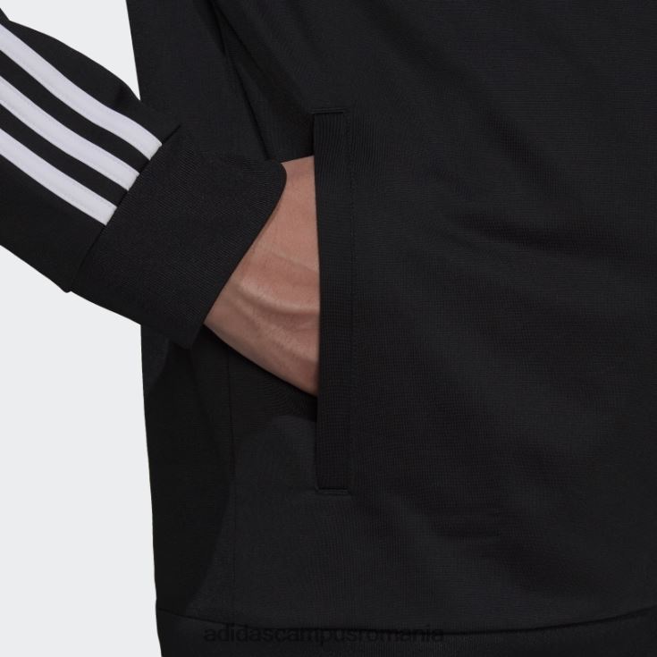 adidas campus romania jachetă neagră pentru încălzire cu 3 dungi bărbați alb negru J266N24850