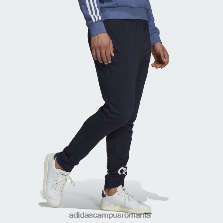 adidas campus romania pantaloni cu logo-ul cu manșetă conică de țesătură franceză essentials cerneală bărbați cerneală/alb J266N26956
