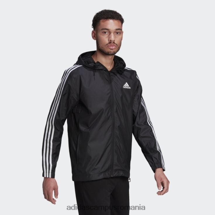 adidas campus romania pantaloni de vânt țesut cu 3 dungi, negru bărbați alb negru J266N26674