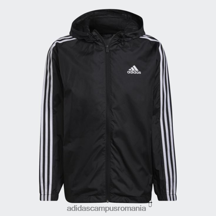 adidas campus romania pantaloni de vânt țesut cu 3 dungi, negru bărbați alb negru J266N26674