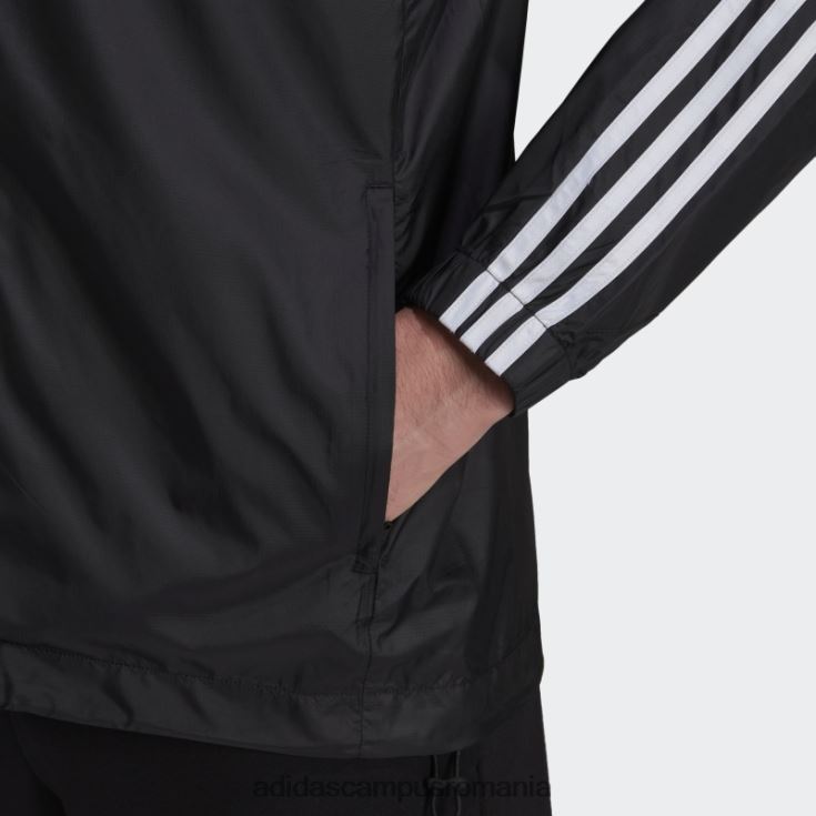 adidas campus romania pantaloni de vânt țesut cu 3 dungi, negru bărbați alb negru J266N26674