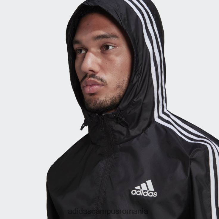 adidas campus romania pantaloni de vânt țesut cu 3 dungi, negru bărbați alb negru J266N26674