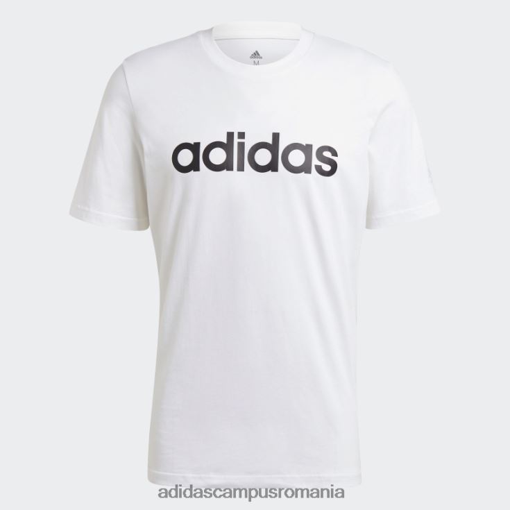 adidas campus romania tricou alb cu logo brodat linear essentials bărbați alb negru J266N26310