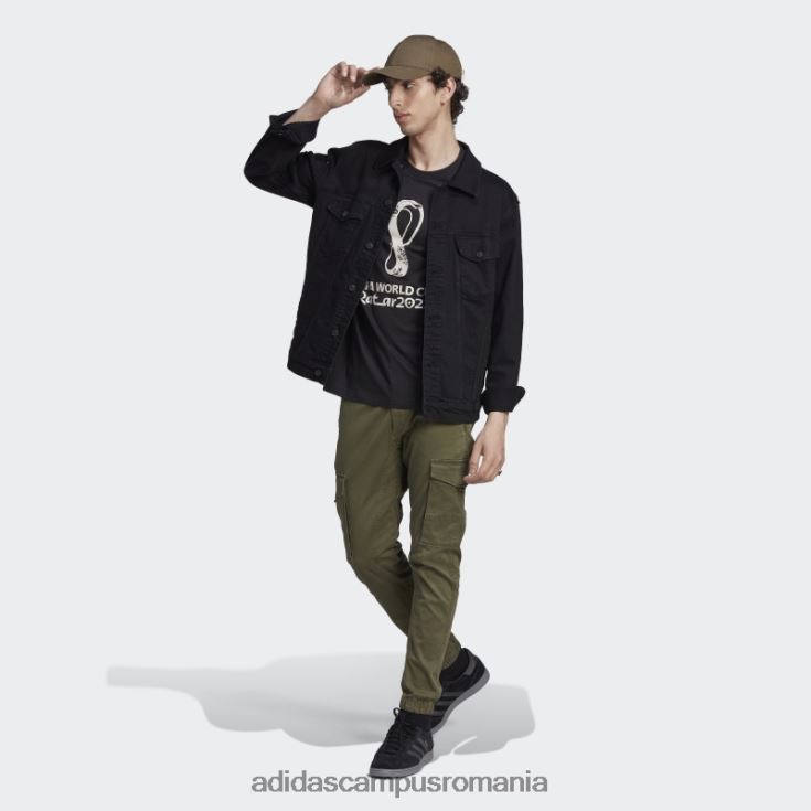 adidas campus romania Cupa Mondială FIFA 2022 tricou grafic negru bărbați negru J266N2800