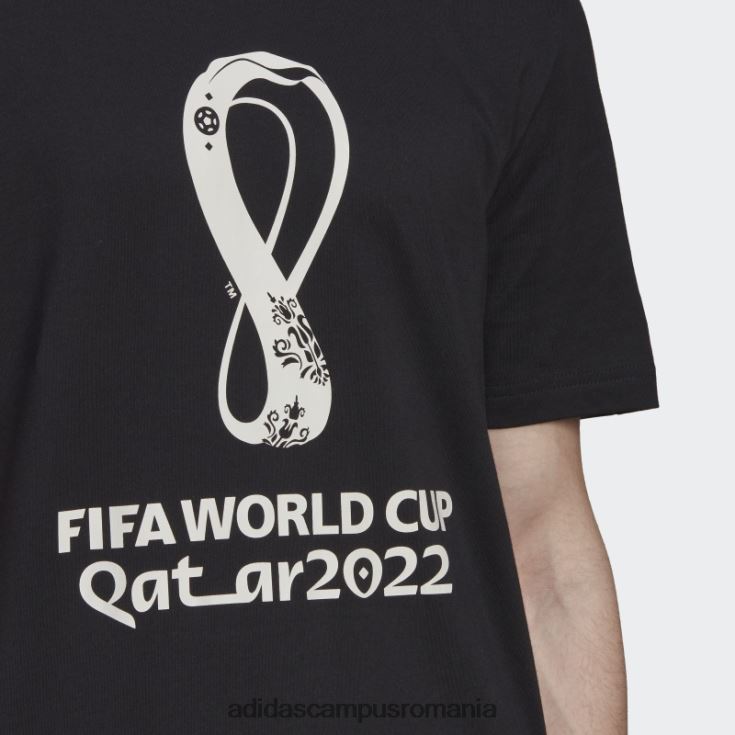 adidas campus romania Cupa Mondială FIFA 2022 tricou grafic negru bărbați negru J266N2800