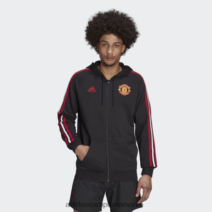adidas campus romania hanorac negru cu fermoar complet, cu 3 dungi manchester united bărbați negru J266N213568