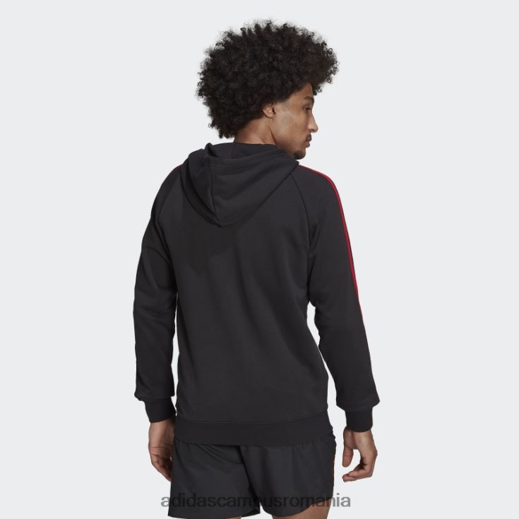 adidas campus romania hanorac negru cu fermoar complet, cu 3 dungi manchester united bărbați negru J266N213568