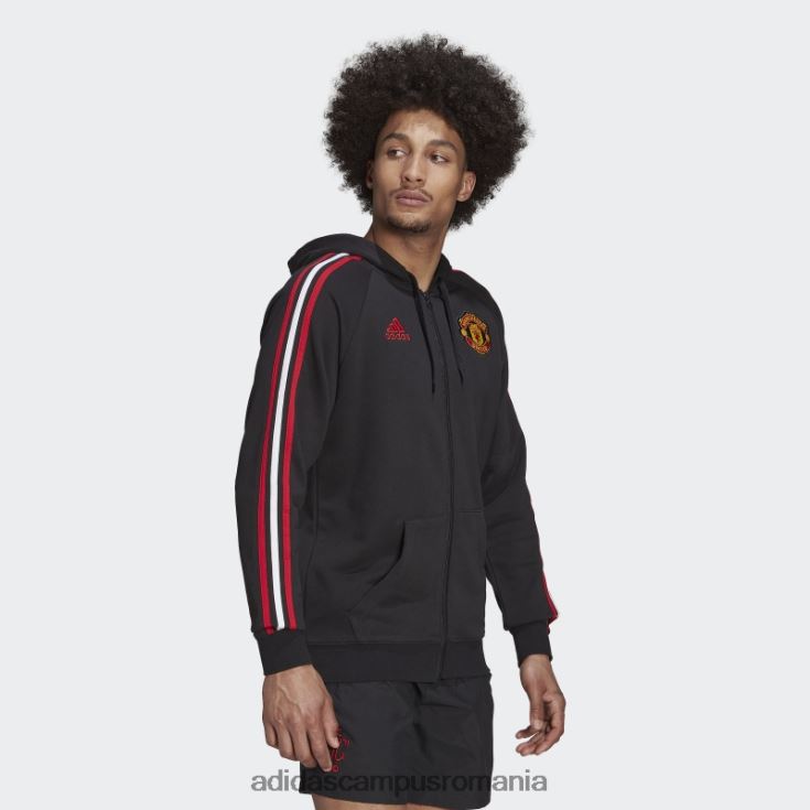 adidas campus romania hanorac negru cu fermoar complet, cu 3 dungi manchester united bărbați negru J266N213568