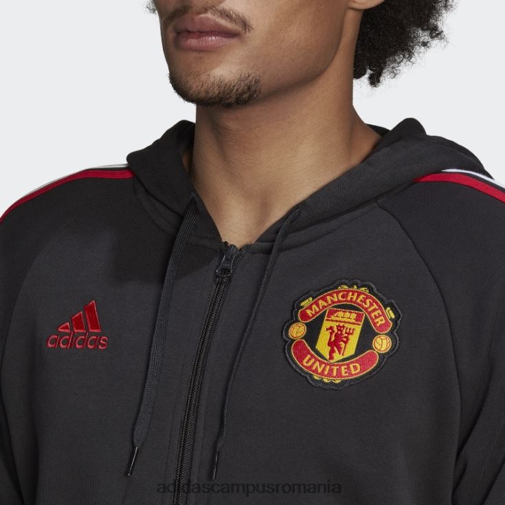 adidas campus romania hanorac negru cu fermoar complet, cu 3 dungi manchester united bărbați negru J266N213568