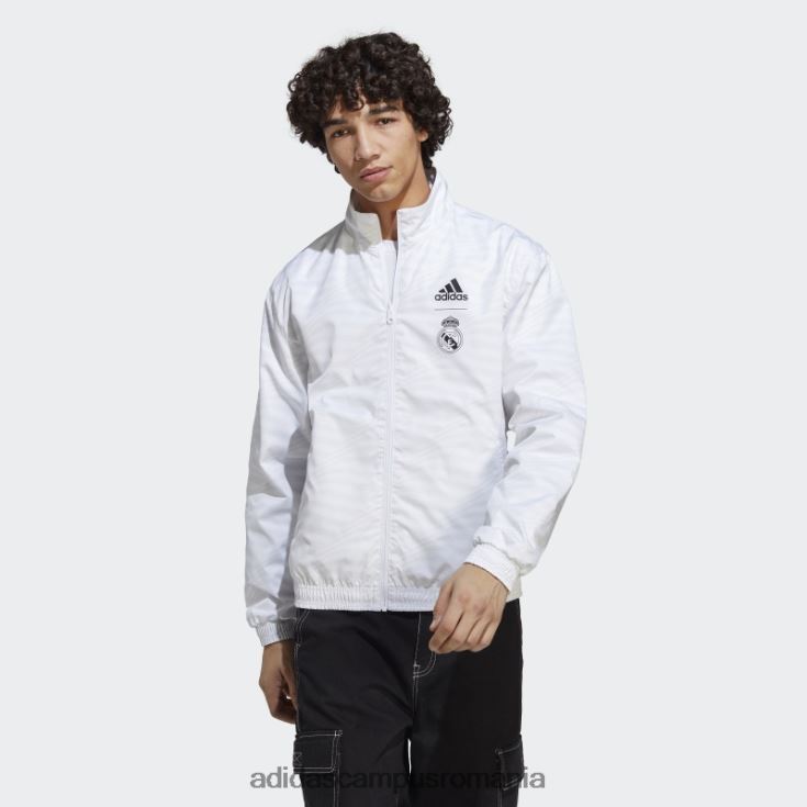 adidas campus romania jachetă albă cu imnul real madrid bărbați alb J266N25872