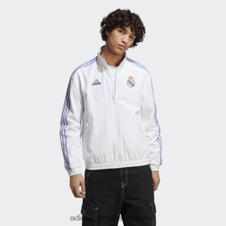 adidas campus romania jachetă albă cu imnul real madrid bărbați alb J266N25872