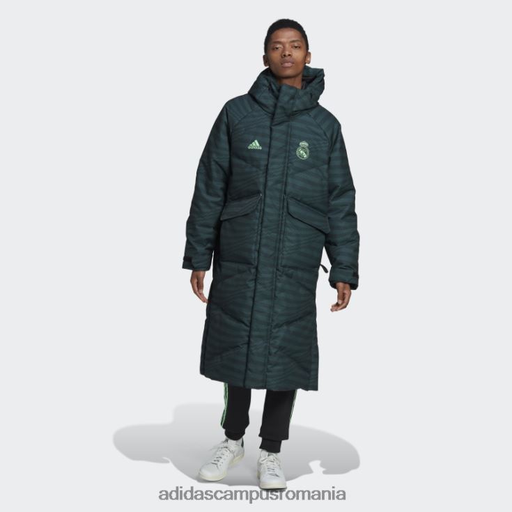 adidas campus romania palton negru din puf real madrid bărbați negru/verde J266N214218