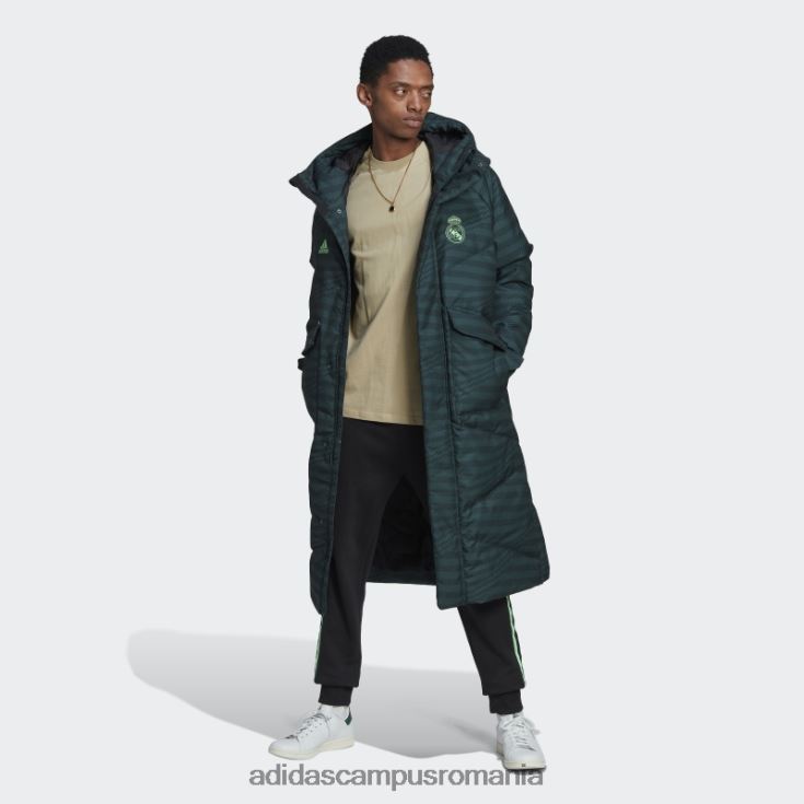 adidas campus romania palton negru din puf real madrid bărbați negru/verde J266N214218