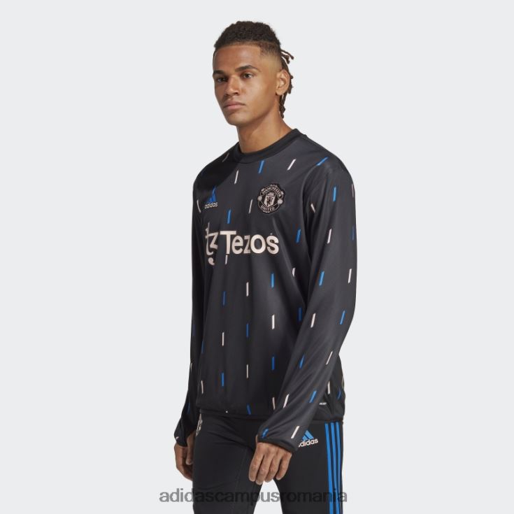 adidas campus romania top cald pre-meci manchester united negru bărbați negru/gri noapte/albastru/roz J266N213624