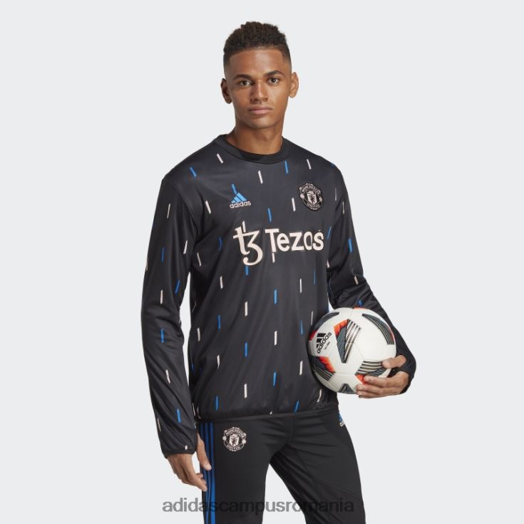 adidas campus romania top cald pre-meci manchester united negru bărbați negru/gri noapte/albastru/roz J266N213624