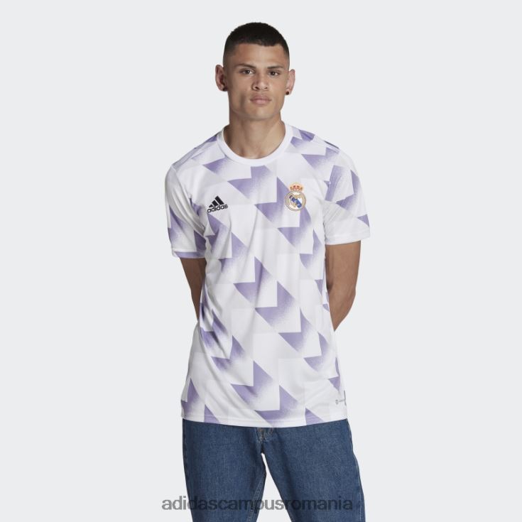 adidas campus romania tricou alb al Real Madrid înainte de meci bărbați alb/gri liniuță/liliac J266N27079