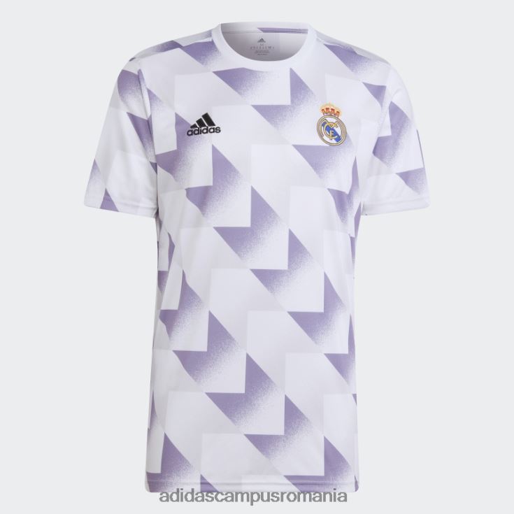 adidas campus romania tricou alb al Real Madrid înainte de meci bărbați alb/gri liniuță/liliac J266N27079