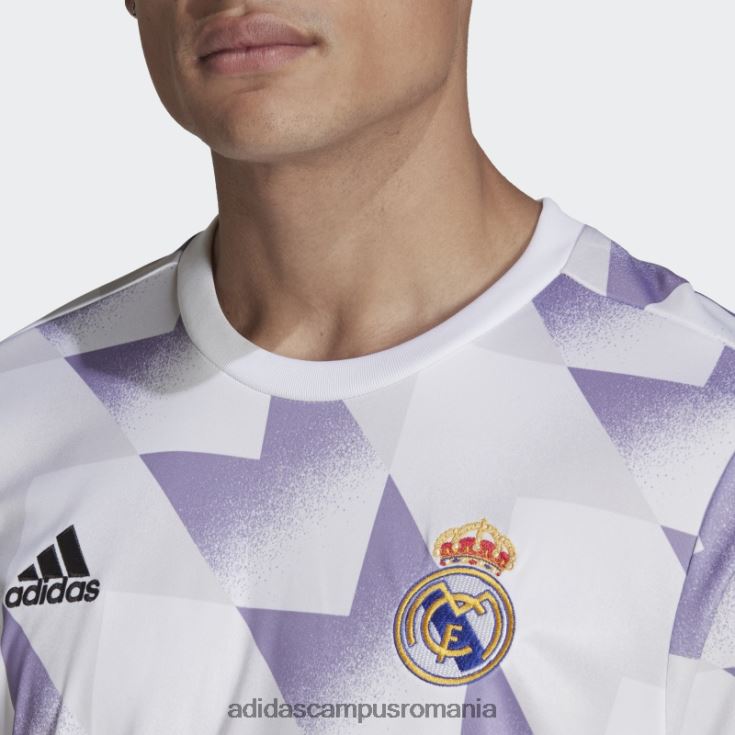 adidas campus romania tricou alb al Real Madrid înainte de meci bărbați alb/gri liniuță/liliac J266N27079