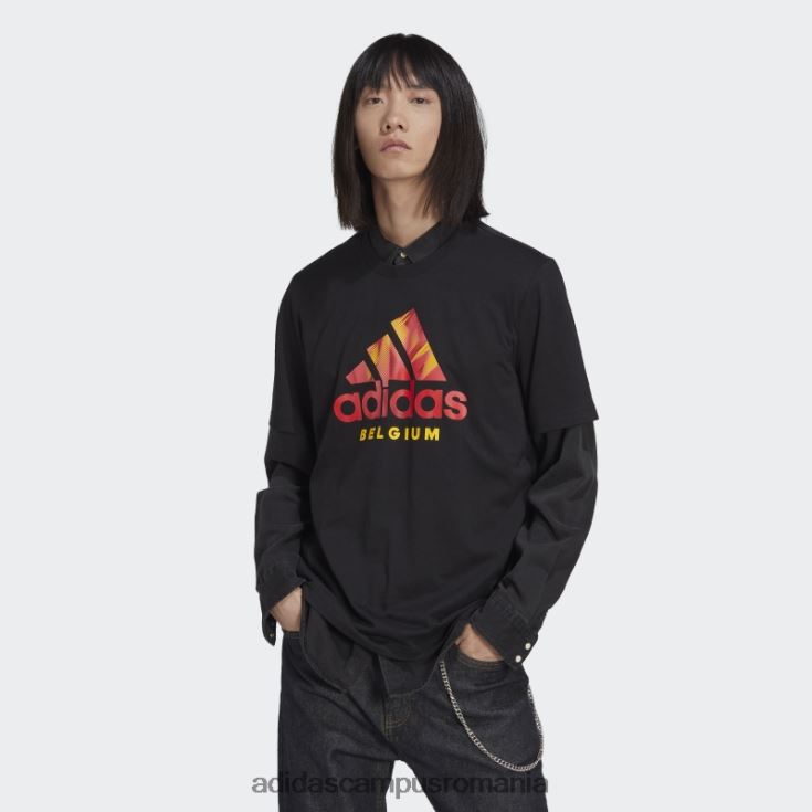 adidas campus romania tricou negru cu grafic belgia bărbați negru J266N26850