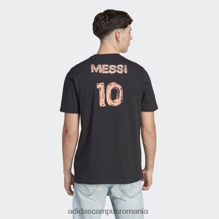 adidas campus romania tricou negru cu pictogramă de fotbal messi bărbați negru J266N26394